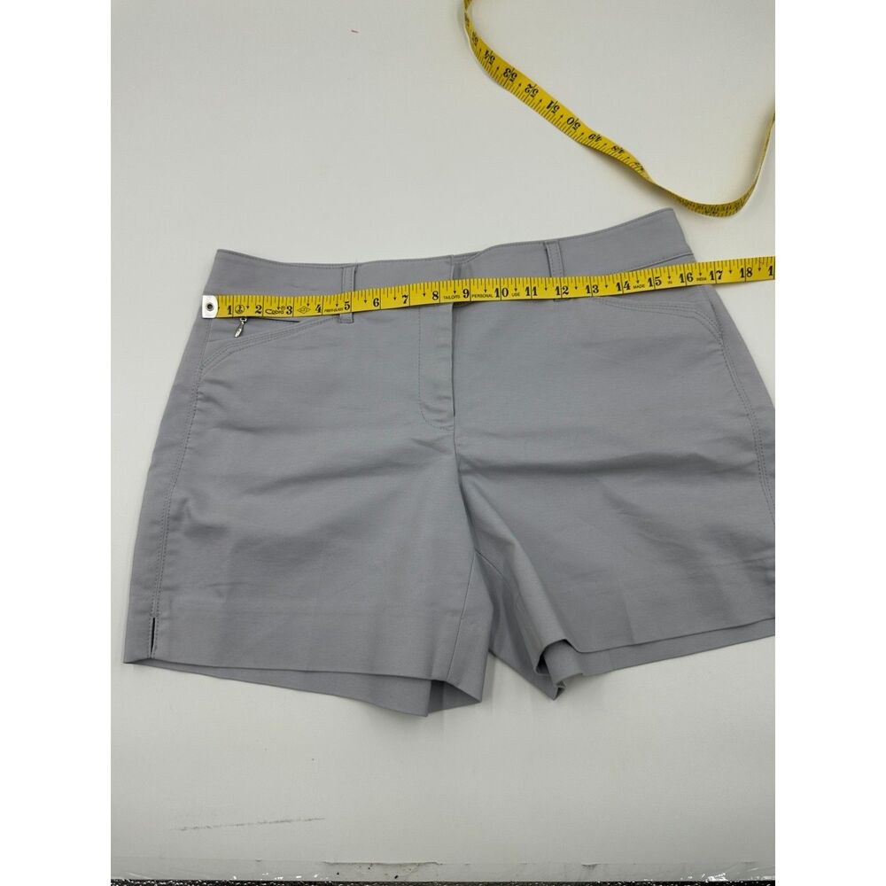 White House Black Market Women's Chino Shorts Sz 6 w/ Pockets Belted Grey - Picture 5 of 6